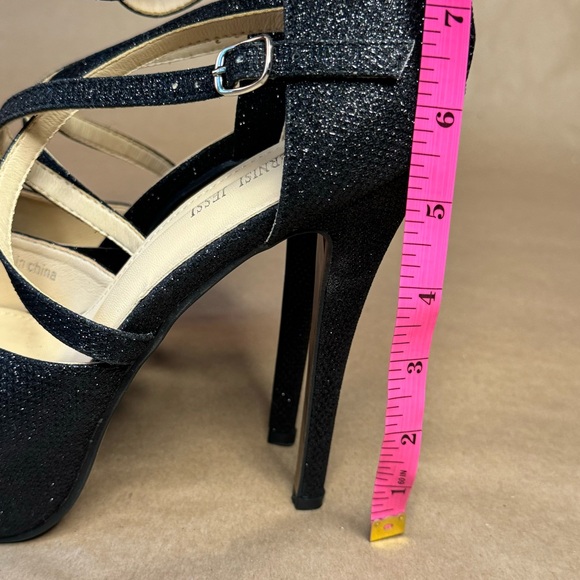 Like New! Black Ankle Cross Strap Platform Stiletto Heels - Picture 4 of 4